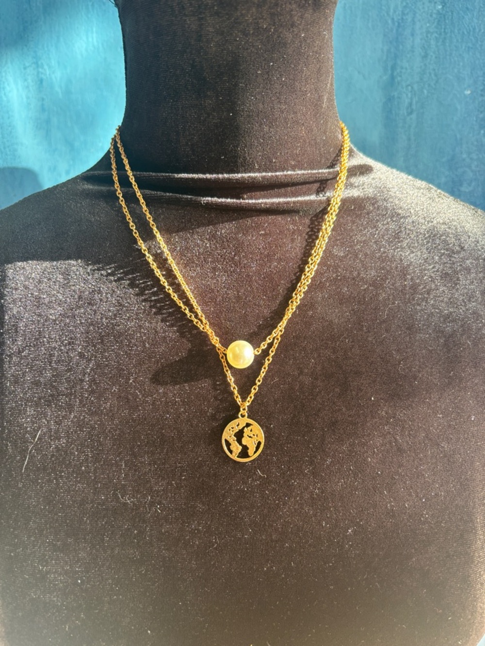 Gold Layered Globe Pendant Necklace